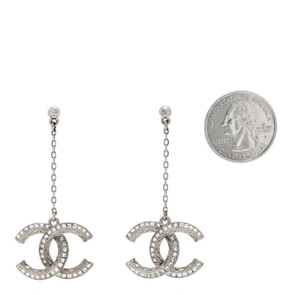 Chanel Baguette Crystal Quilted CC Drop Earrings Silver 2 of 5