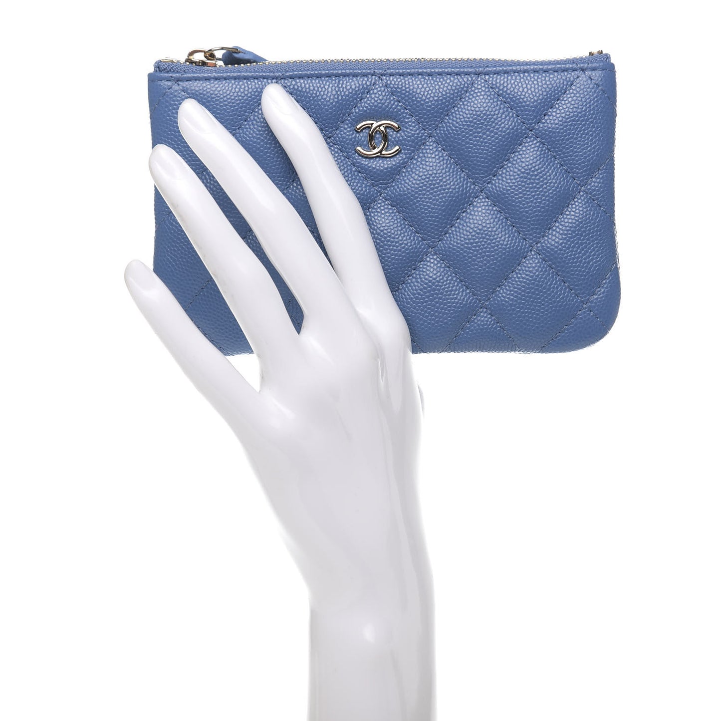 Caviar Quilted Small Cosmetic Case Blue