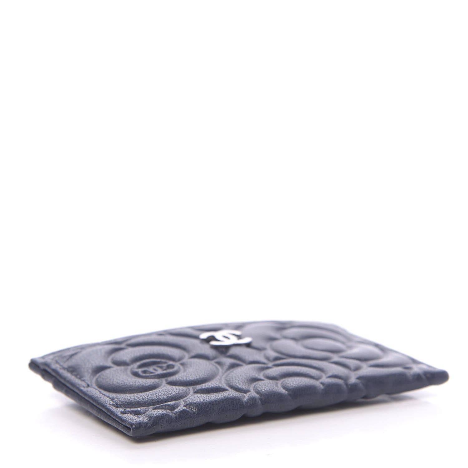 Chanel Goatskin Camellia Embossed Card Holder Dark Blue 4 of 9
