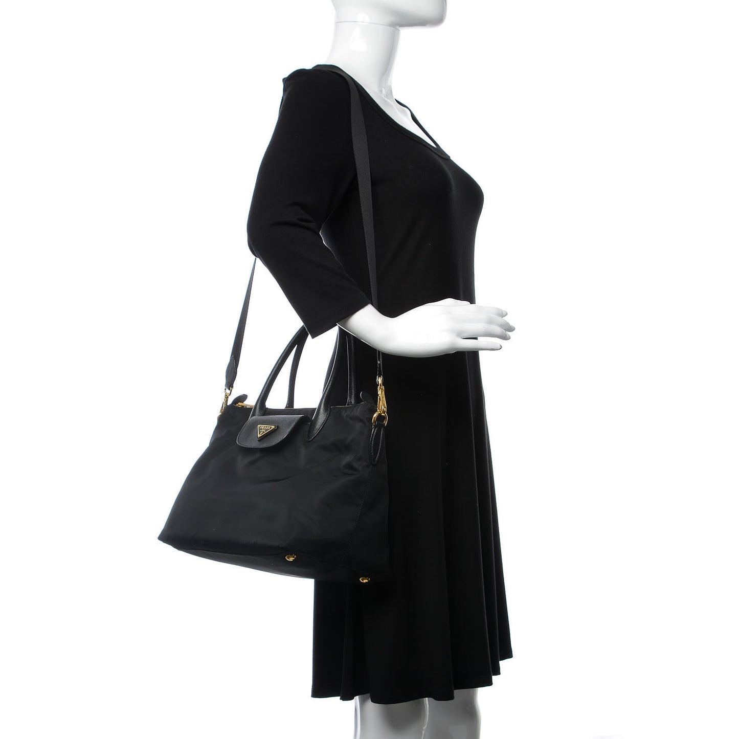 Saffiano Tessuto Nylon Tote Black