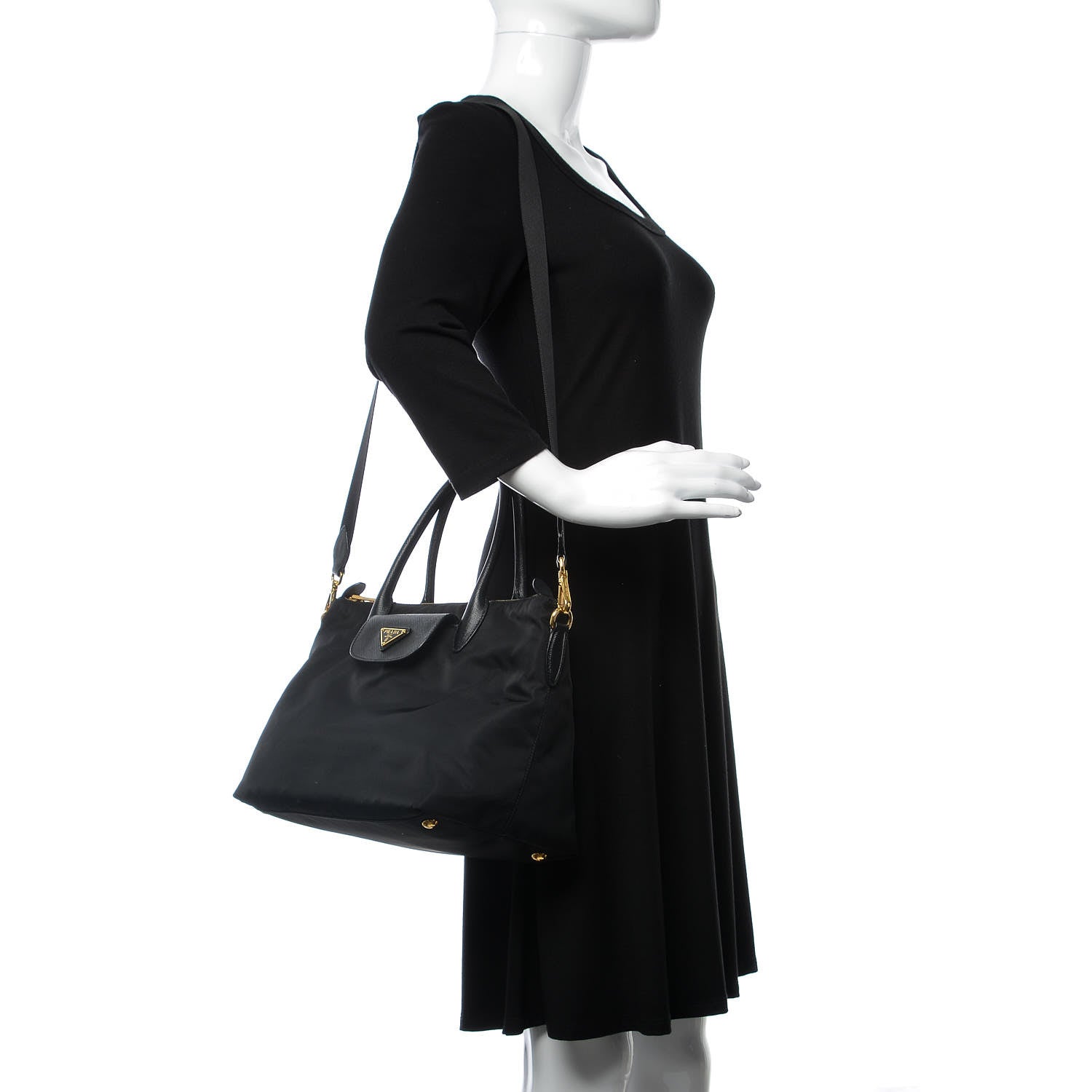 Prada Saffiano Tessuto Nylon Tote Black 2 of 7