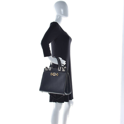Gucci Grainy Calfskin Medium Zumi Top Handle Bag Black 2 of 17