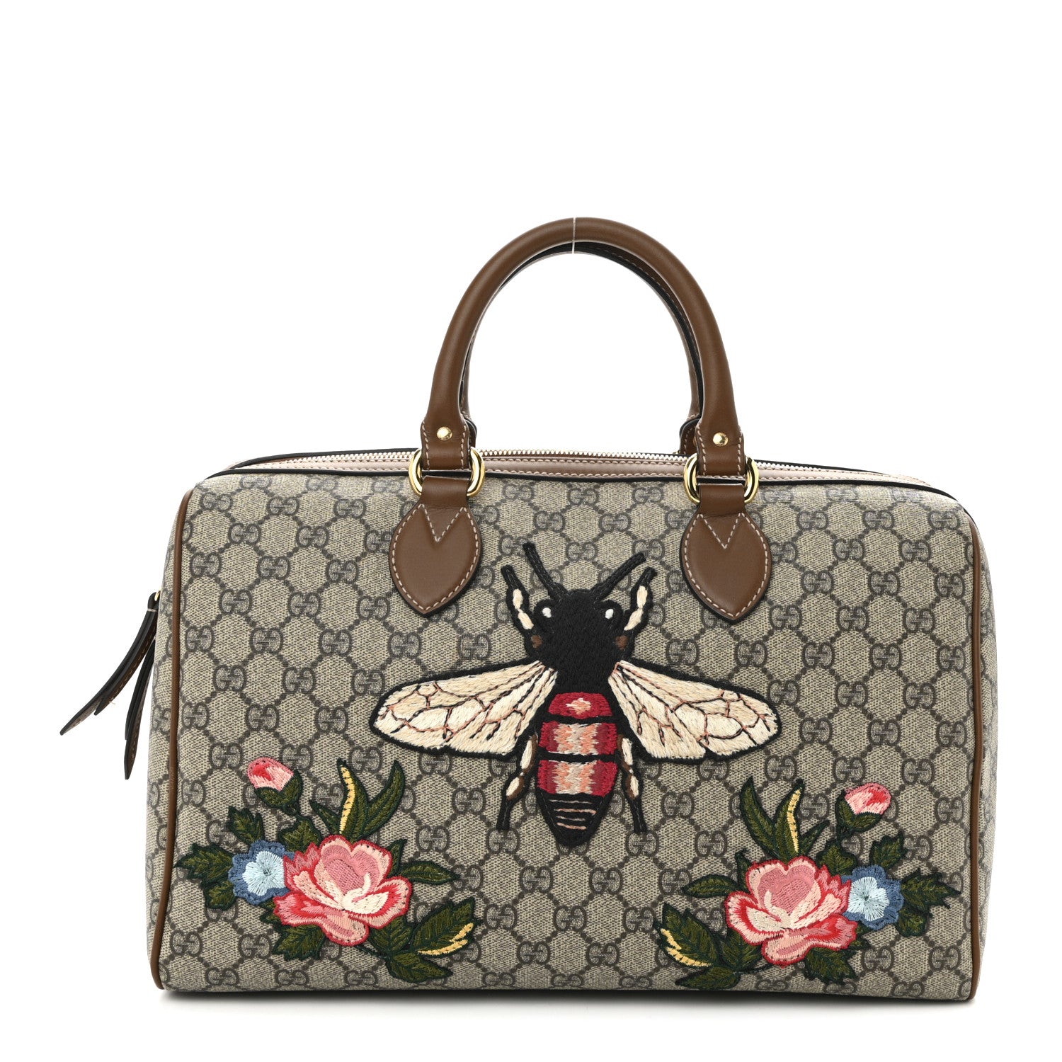 Gucci GG Supreme Monogram Bee Embroidered Medium Boston Beige Tuscany 1 of 10