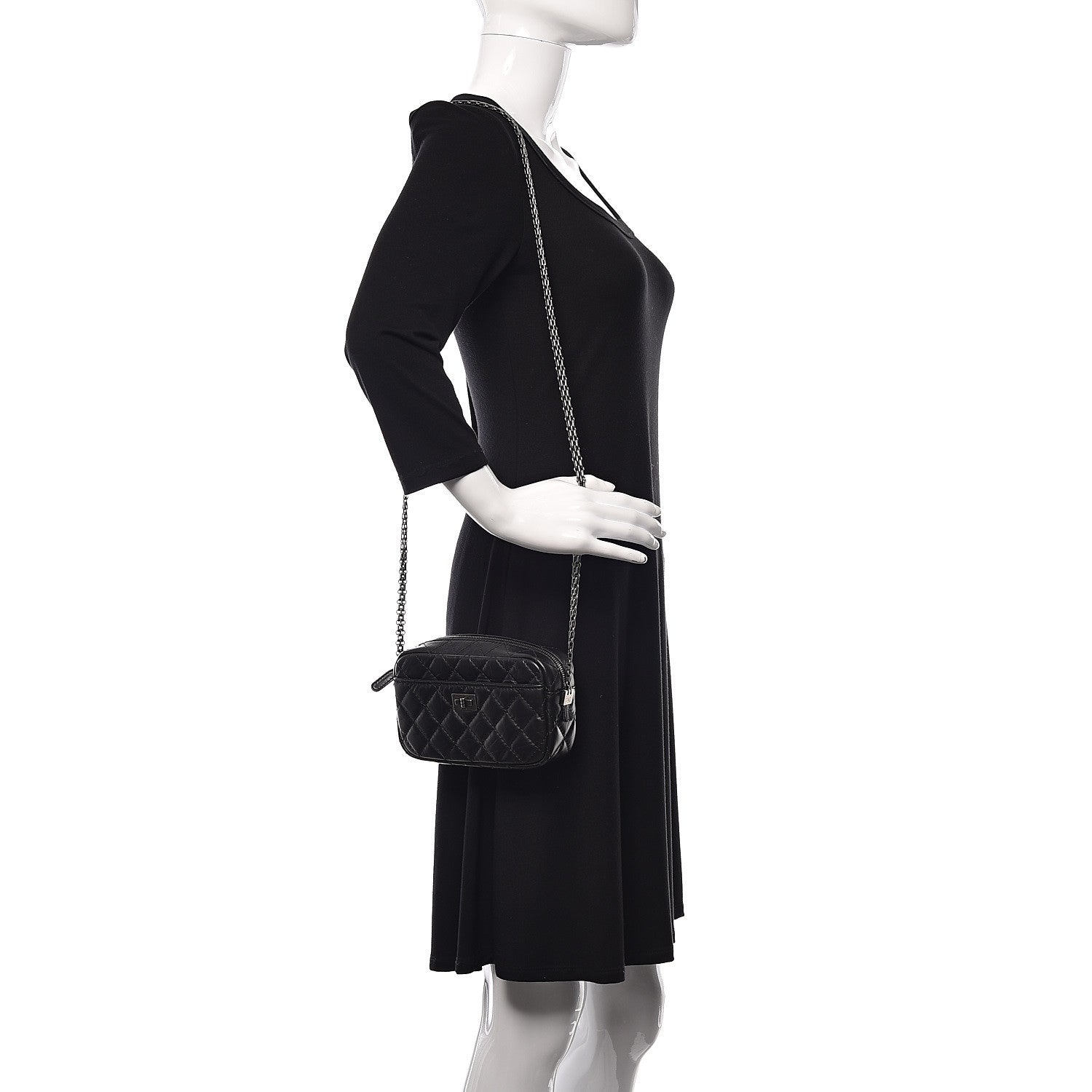 Chanel Aged Calfskin Quilted Mini Reissue Camera Case Black 2 of 10
