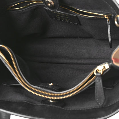 Burberry Derby Calfskin House Check Medium Banner Tote Black 5 of 10