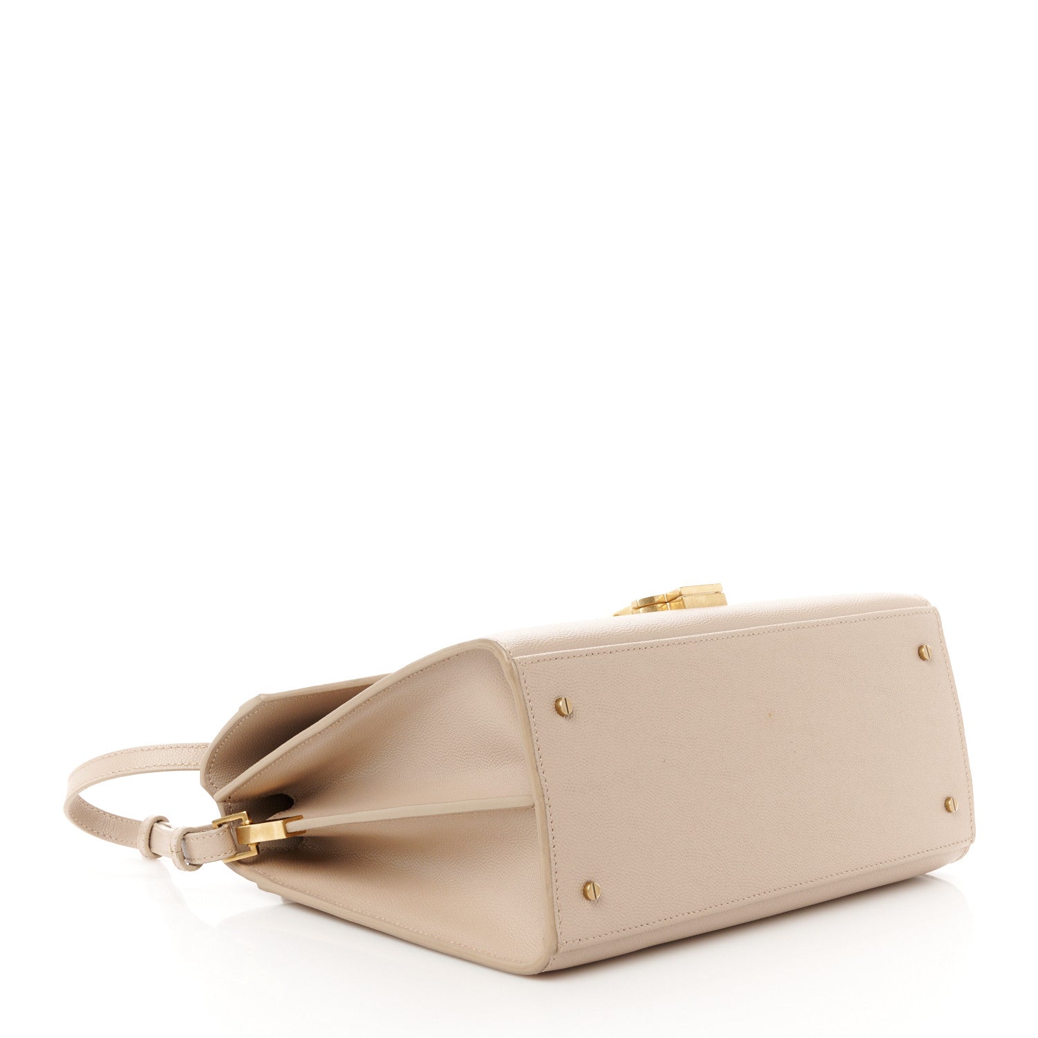 Saint Laurent Grain de Poudre Medium Classic Monogram Cassandra Top Handle Dark Beige 4 of 10