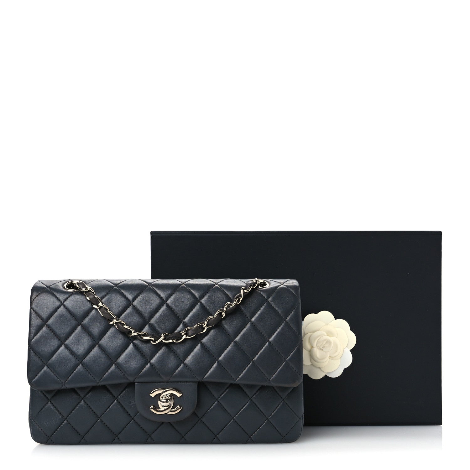 Chanel Lambskin Quilted Medium Double Flap Grey 12 of 12