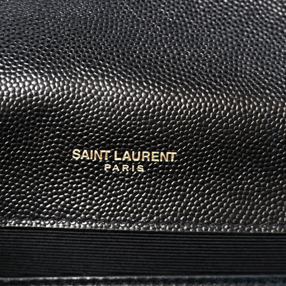 Saint Laurent Grain De Poudre Textured Mixed Matelasse Triquilt Medium Monogram Satchel Black 7 of 11