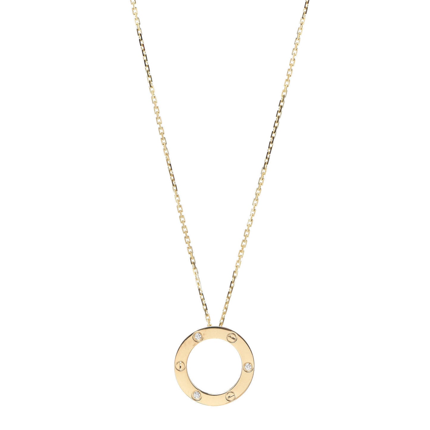 18K Yellow Gold 3 Diamonds LOVE Pendant Necklace