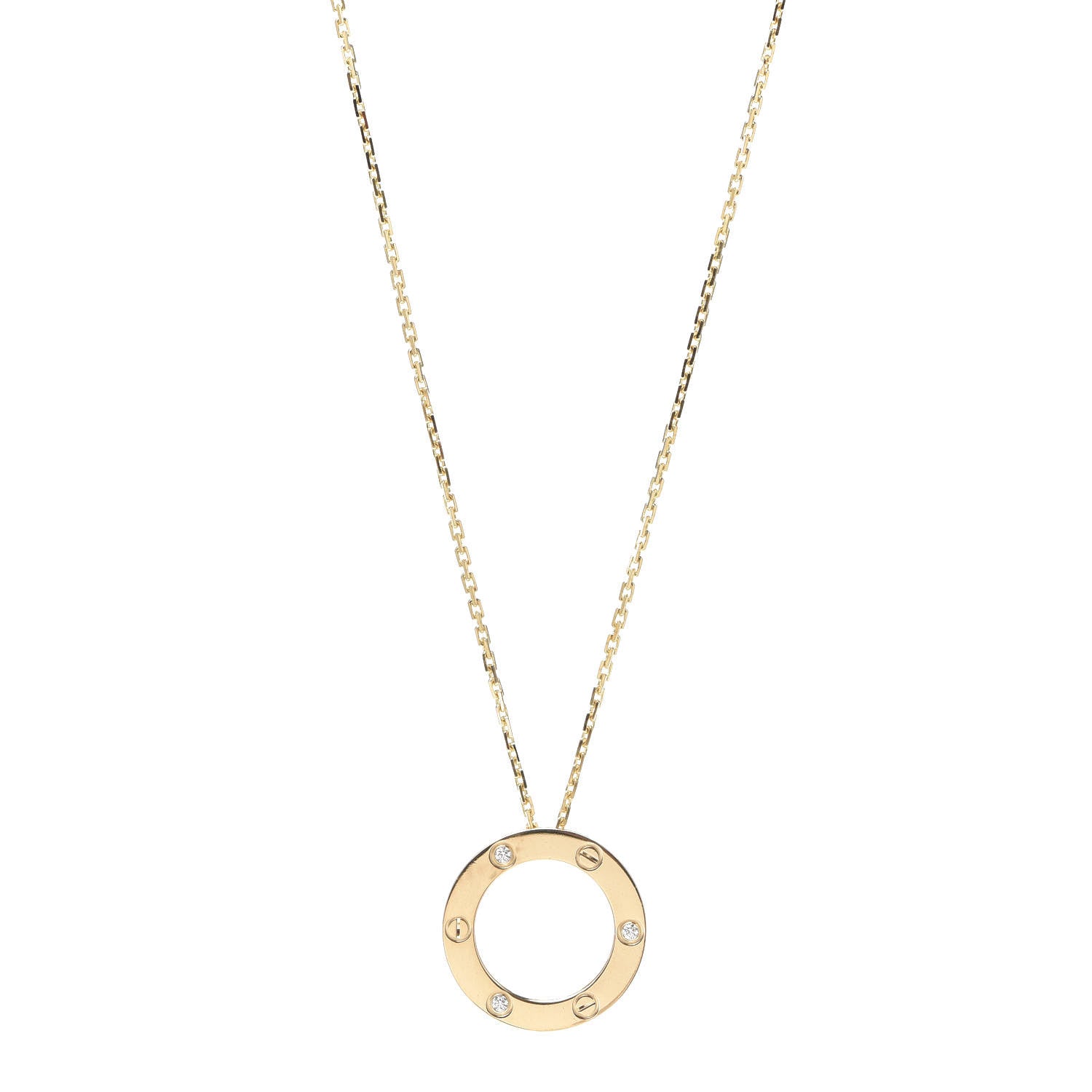 Cartier 18K Yellow Gold 3 Diamonds LOVE Pendant Necklace 1 of 5