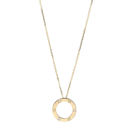 Cartier 18K Yellow Gold 3 Diamonds LOVE Pendant Necklace 1 of 5