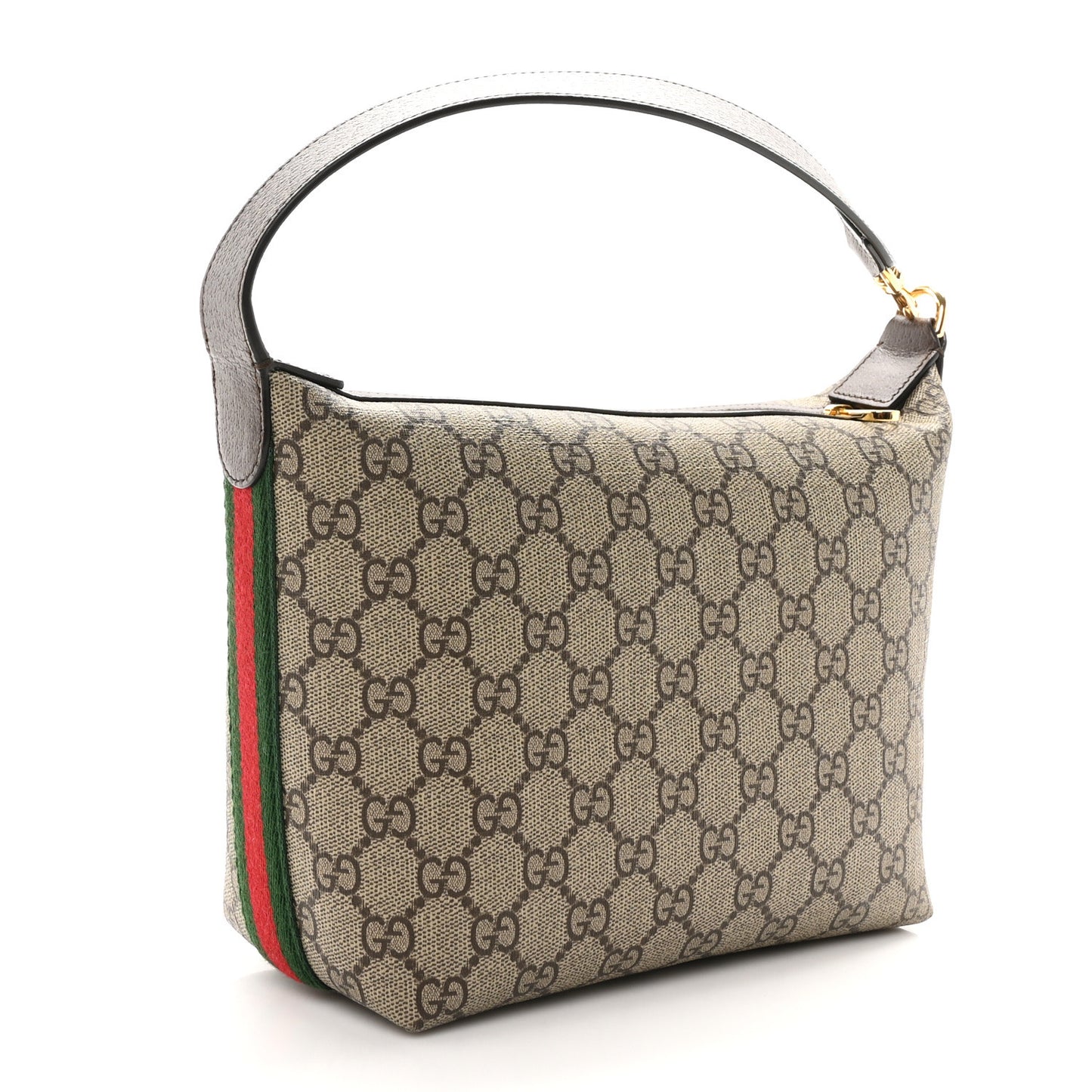 GG Supreme Monogram Textured Calfskin Web Super Mini Ophidia Shoulder Bag Beige Ebony New Acero