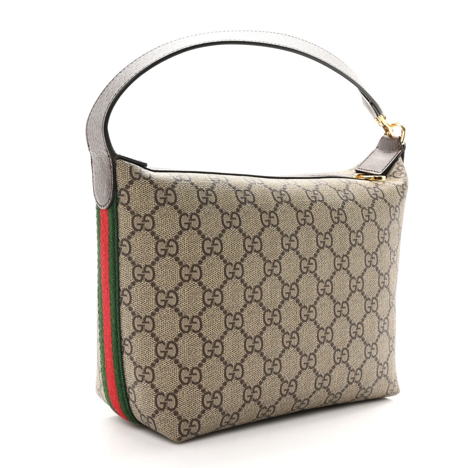 Gucci GG Supreme Monogram Textured Calfskin Web Super Mini Ophidia Shoulder Bag Beige Ebony New Acero 3 of 10