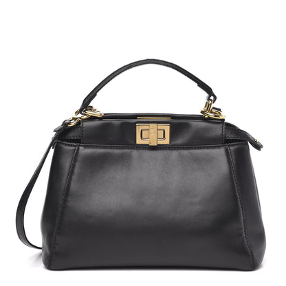 Fendi Nappa Mini Peekaboo Iconic Satchel Black 1 of 12