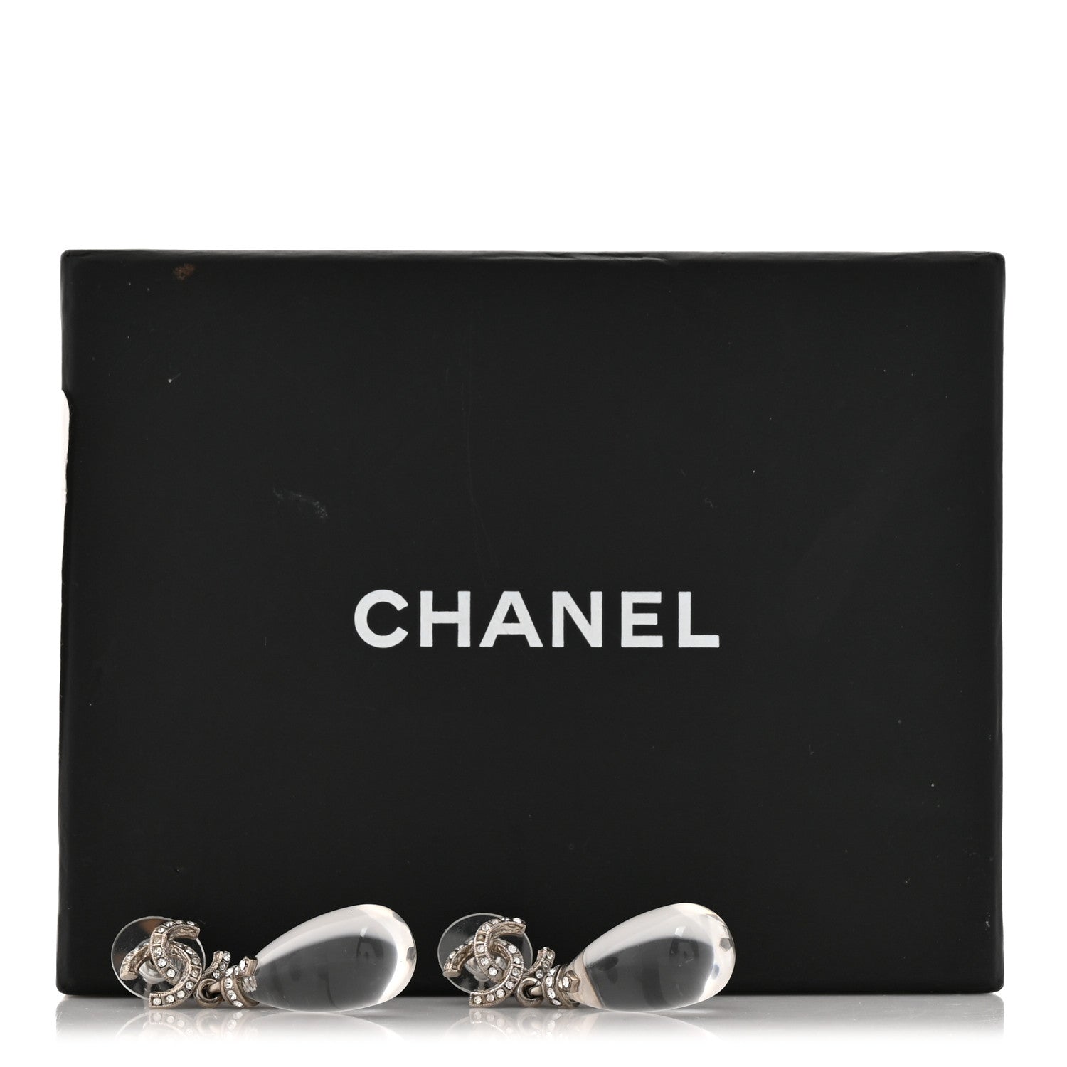 Chanel Ruthenium Crystal CC Drop Earrings Silver 5 of 5