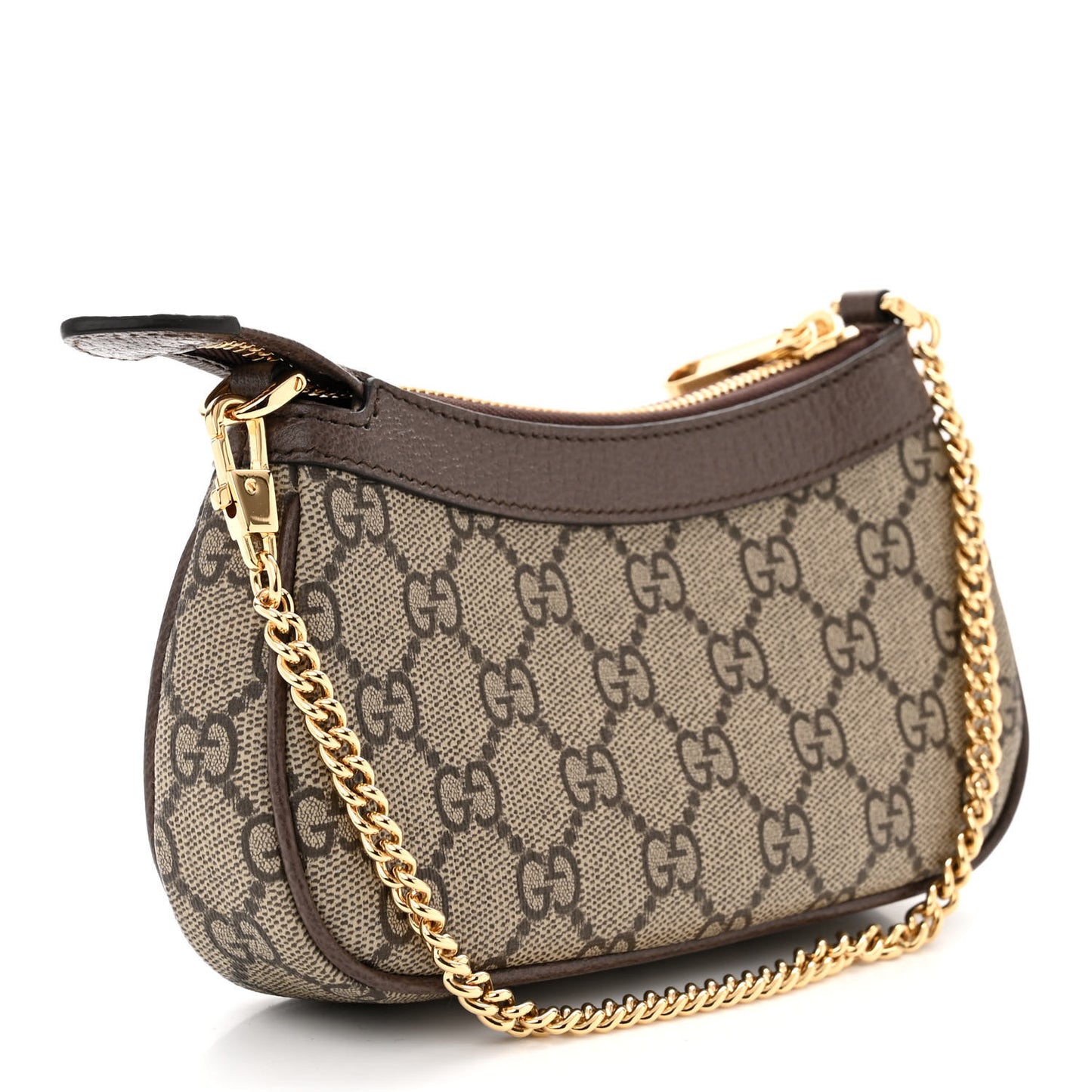 GG Supreme Monogram Textured Dollar Calfskin Mini Ophidia Chain Bag Beige Ebony