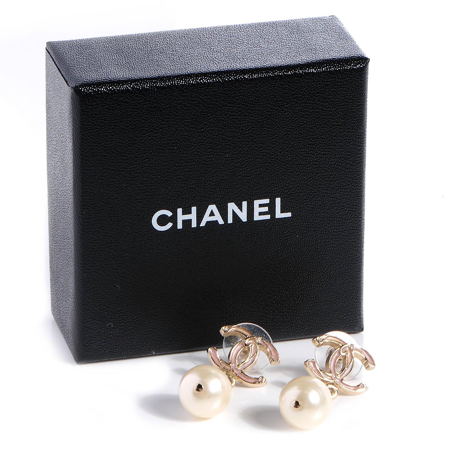 Chanel Enamel CC Pearl Dangle Earrings Pink 3 of 5