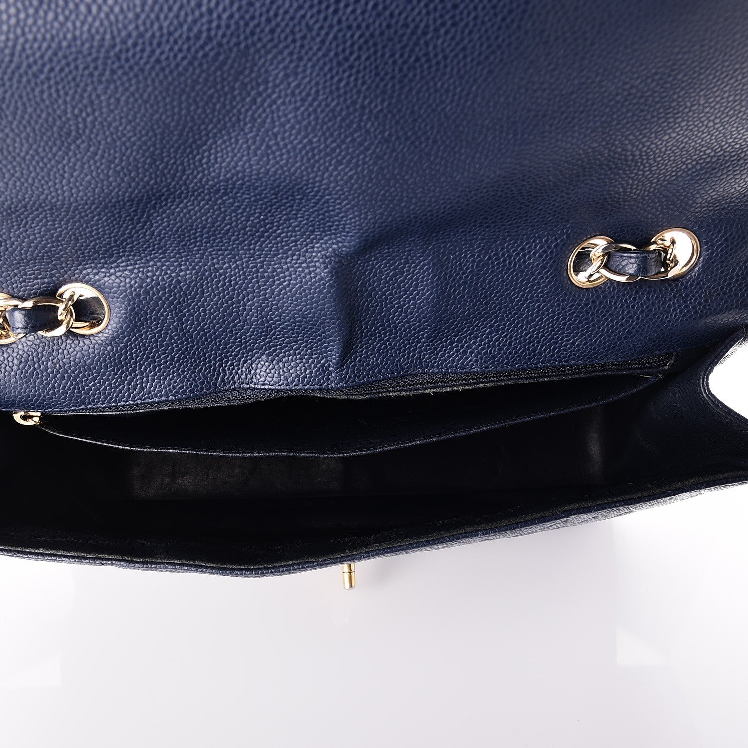 Chanel Caviar Jumbo Single Flap Blue 6 of 14