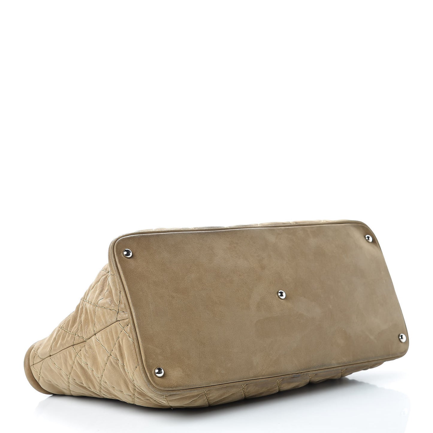 Iridescent Calfskin Quilted Small Sea Hit Tote Beige