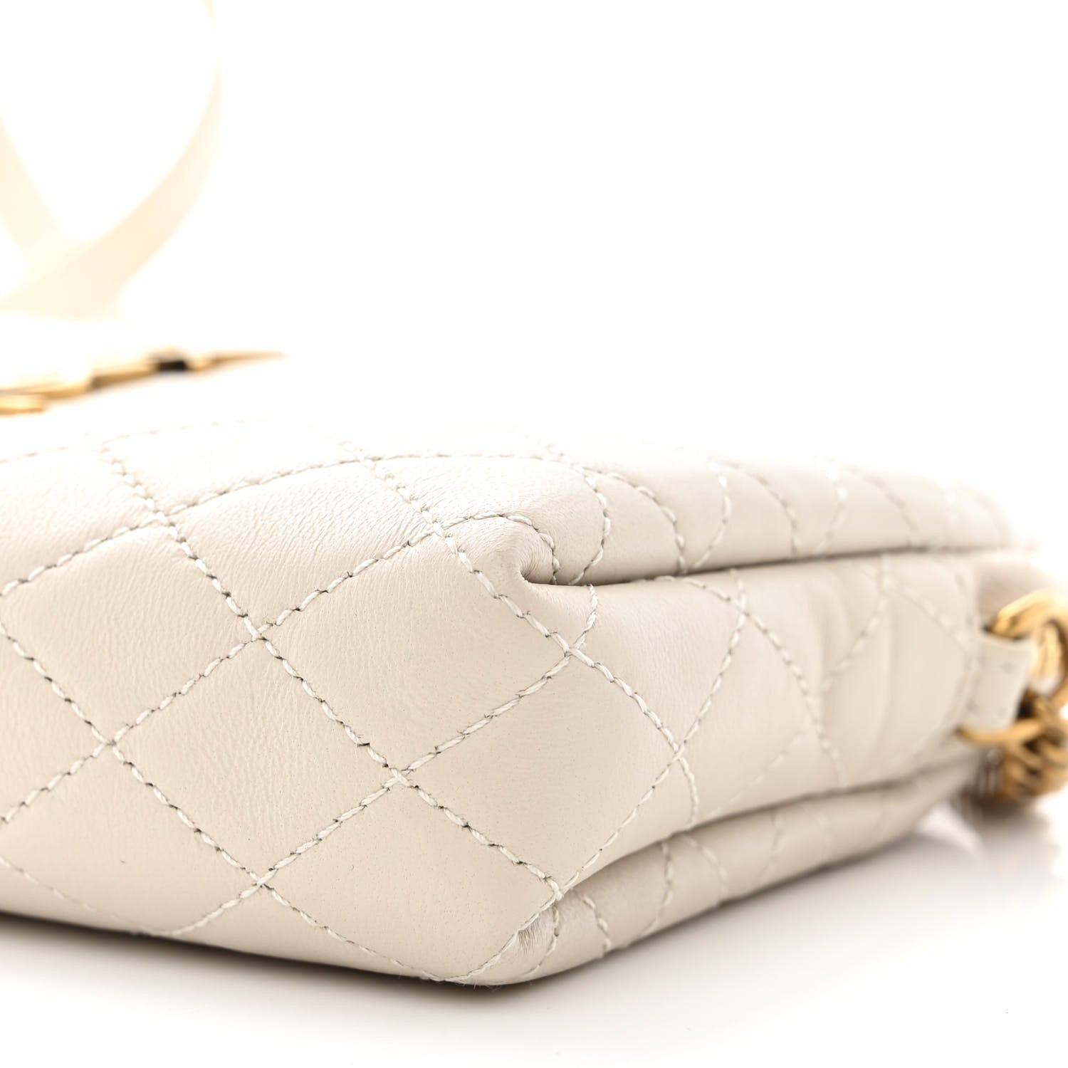 Saint Laurent Lambskin Quilted Gaby Zipped Pouch Crema Soft 10 of 11