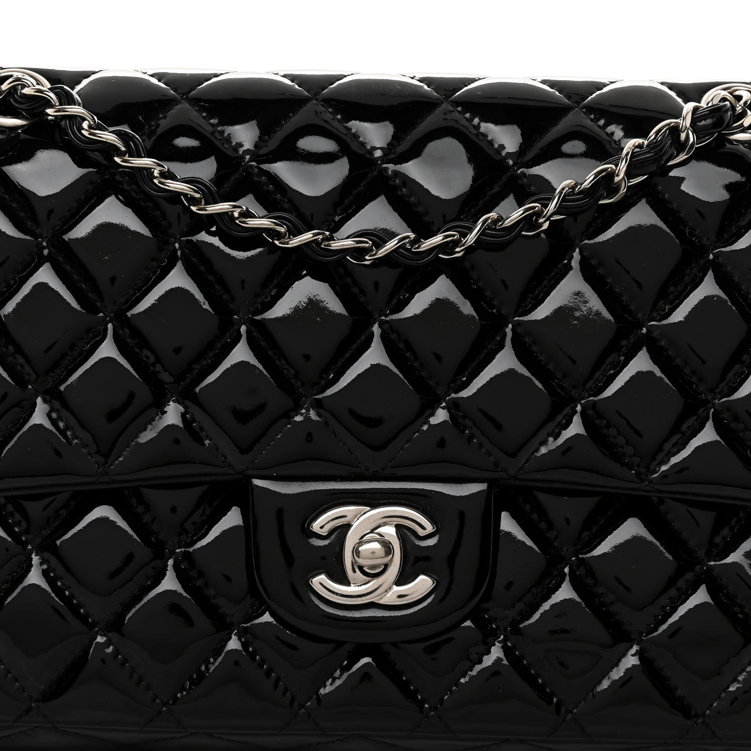 Chanel Patent Quilted Medium Double Flap Black 8 of 11