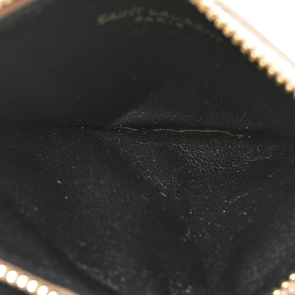 Saint Laurent Grain De Poudre Matelasse Chevron Monogram Fragments Zippered Card Case Deep Beige Deep Beige 4 of 9