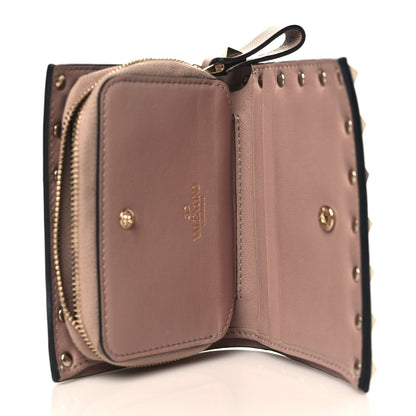 Valentino Garavani Calfskin Rockstud Compact Bi-Fold Wallet Poudre 6 of 7