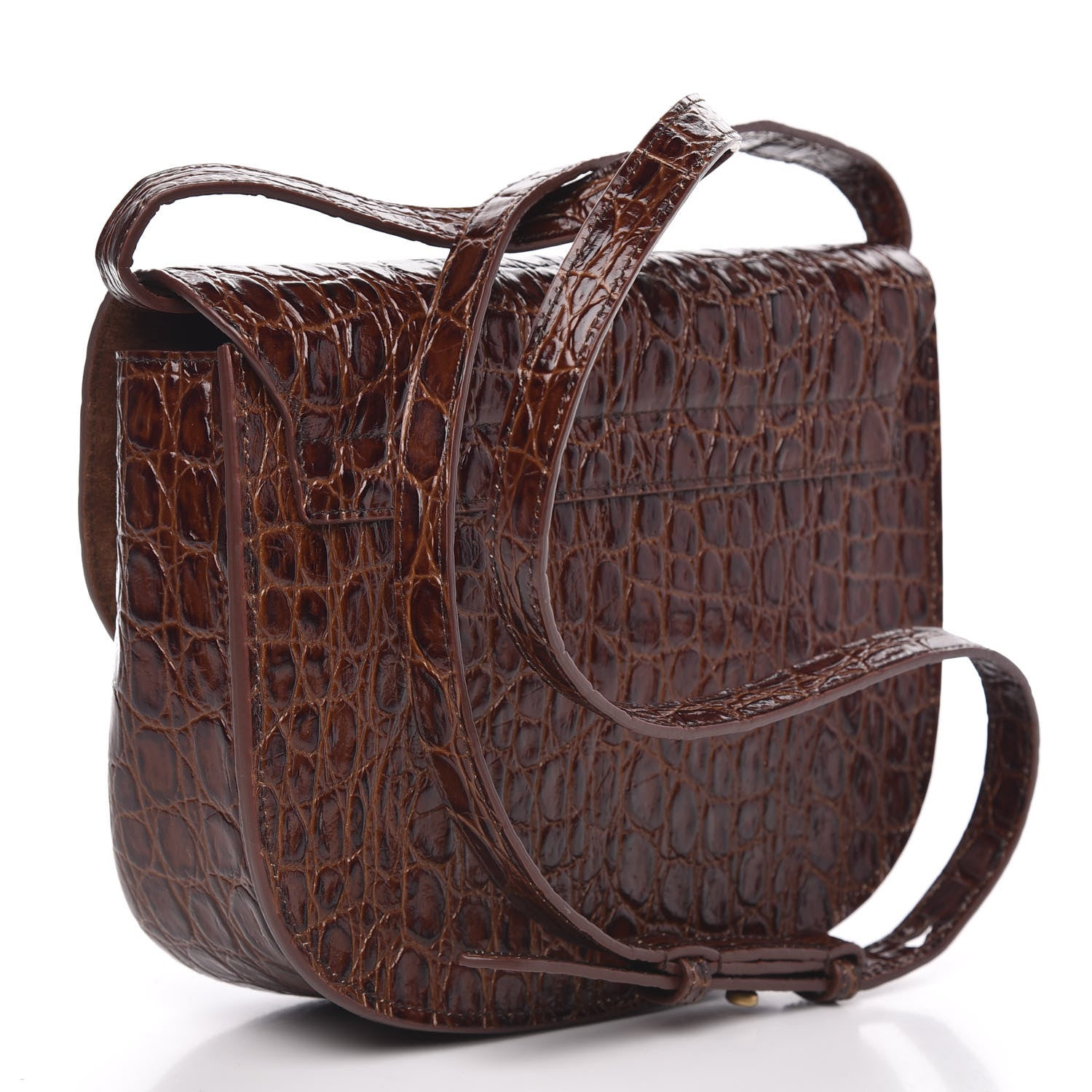 Saint Laurent Crocodile Embossed Calfskin Medium Kaia Satchel Rusty Brown 3 of 10