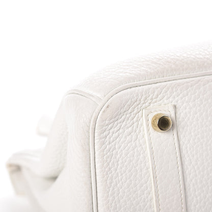 Hermes Taurillon Clemence Birkin 35 White 17 of 17