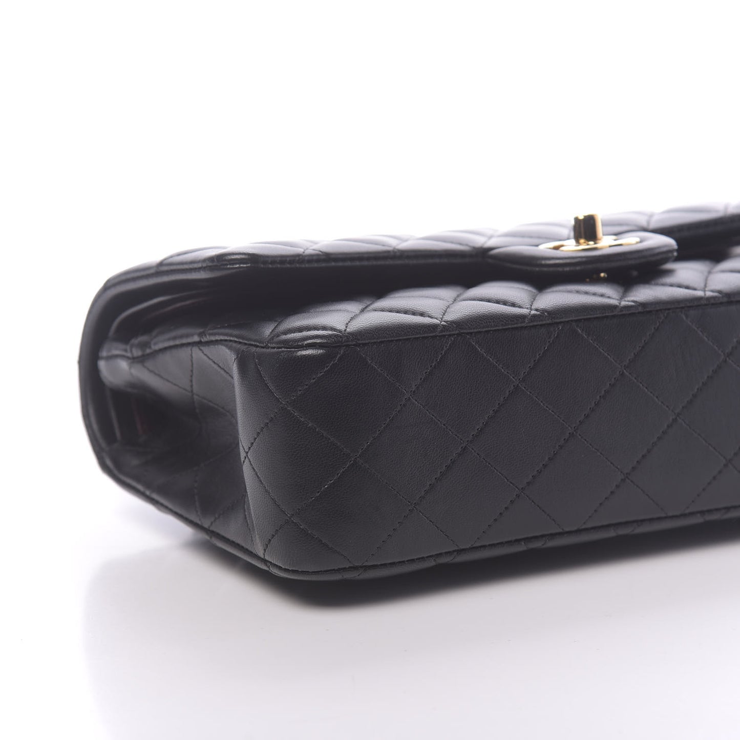 Lambskin Quilted Medium Double Flap Black