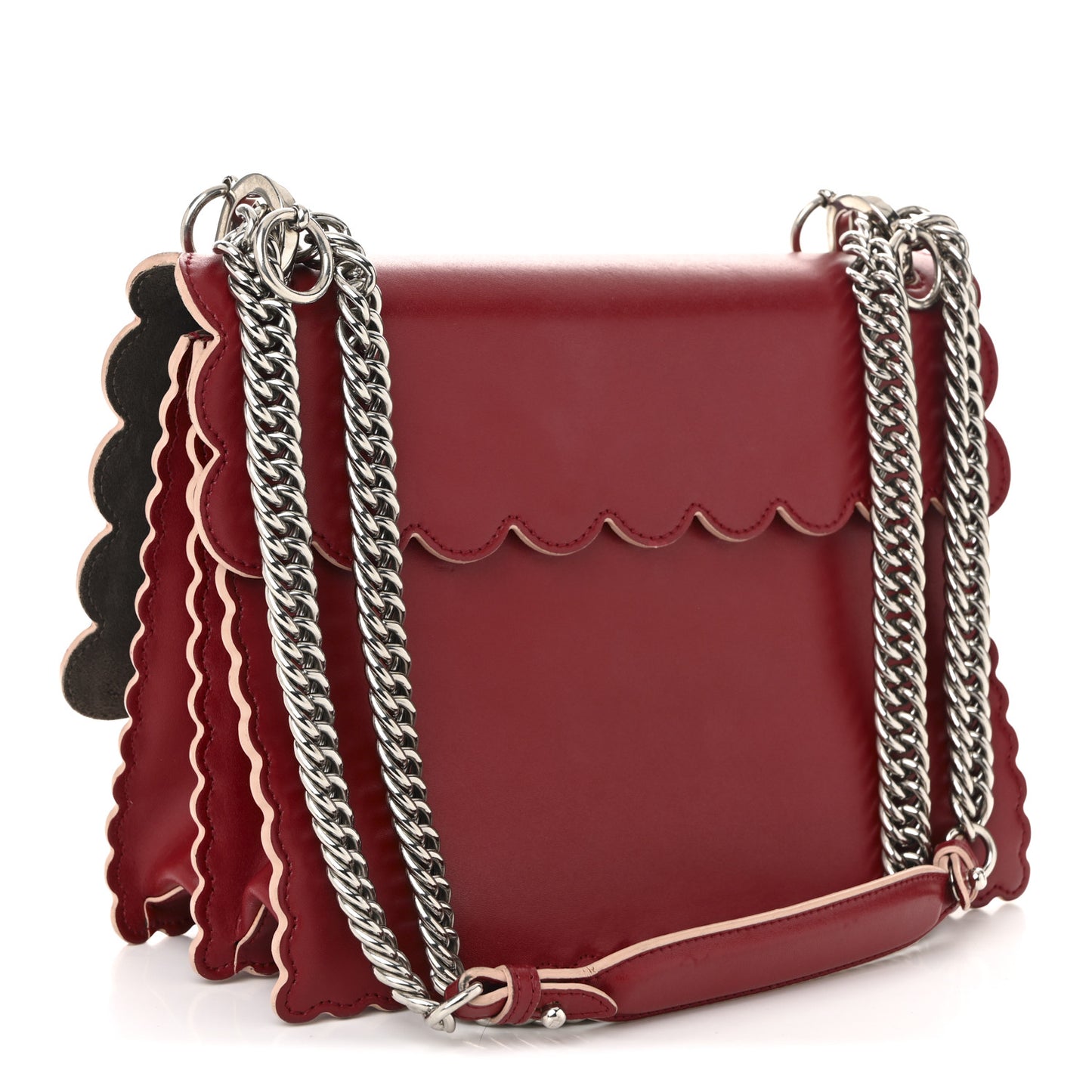 Vitello Liberty Scalloped Studded Kan I Shoulder Bag Fragola