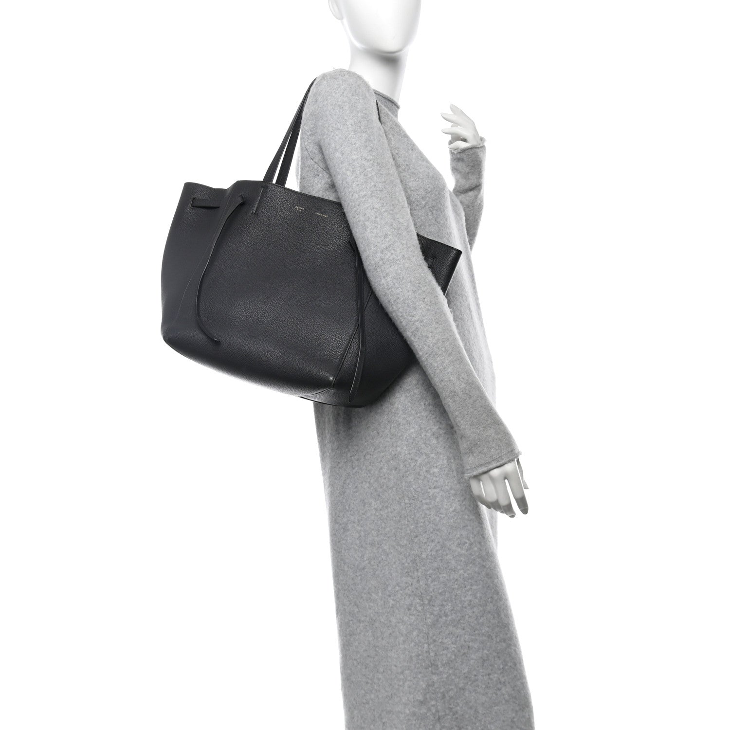 Celine Soft Grained Calfskin Small Belt Cabas Phantom Grey 2 of 14
