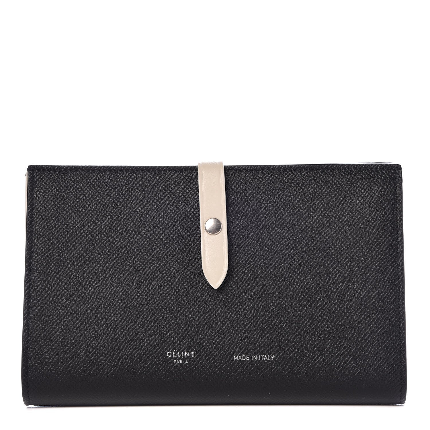 Celine Grained Calfskin Large Multifunction Strap Wallet Black Chalk 1 of 7