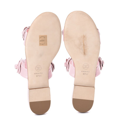 Chanel Lambskin Camellia Slide Sandals 37.5 Pink 7 of 7
