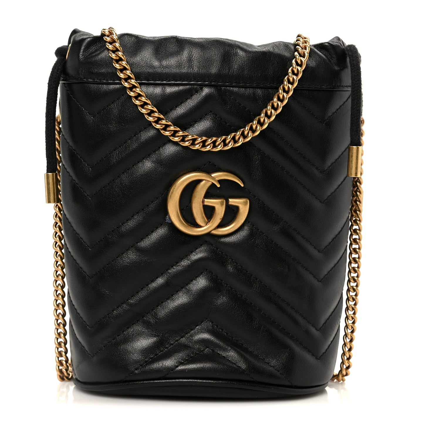 Calfskin Matelasse Mini GG Marmont 2.0 Bucket Bag Black