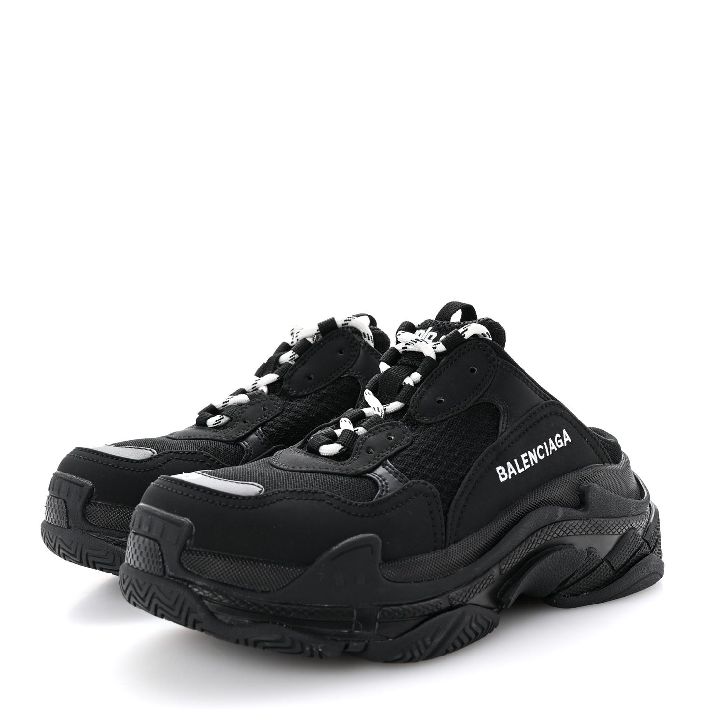Fabric Mesh Womens Triple S Mule Sneakers 39 Black