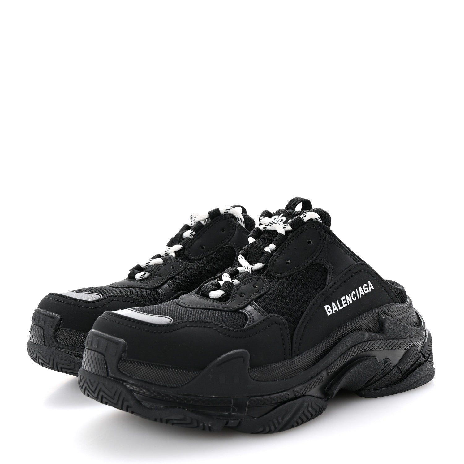 Balenciaga Fabric Mesh Womens Triple S Mule Sneakers 39 Black 4 of 9