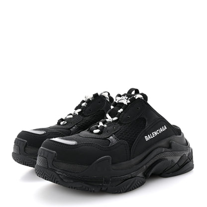 Balenciaga Fabric Mesh Womens Triple S Mule Sneakers 39 Black 4 of 9