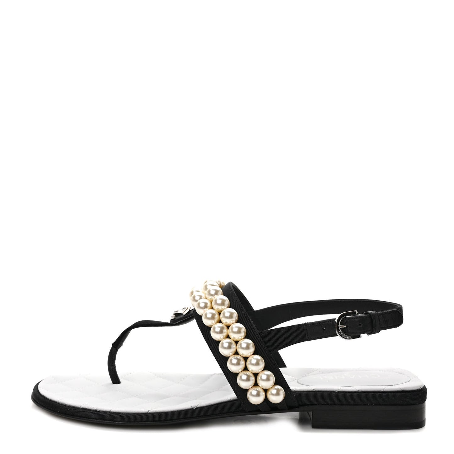 Grosgrain Pearl CC Sandals 36.5 Black