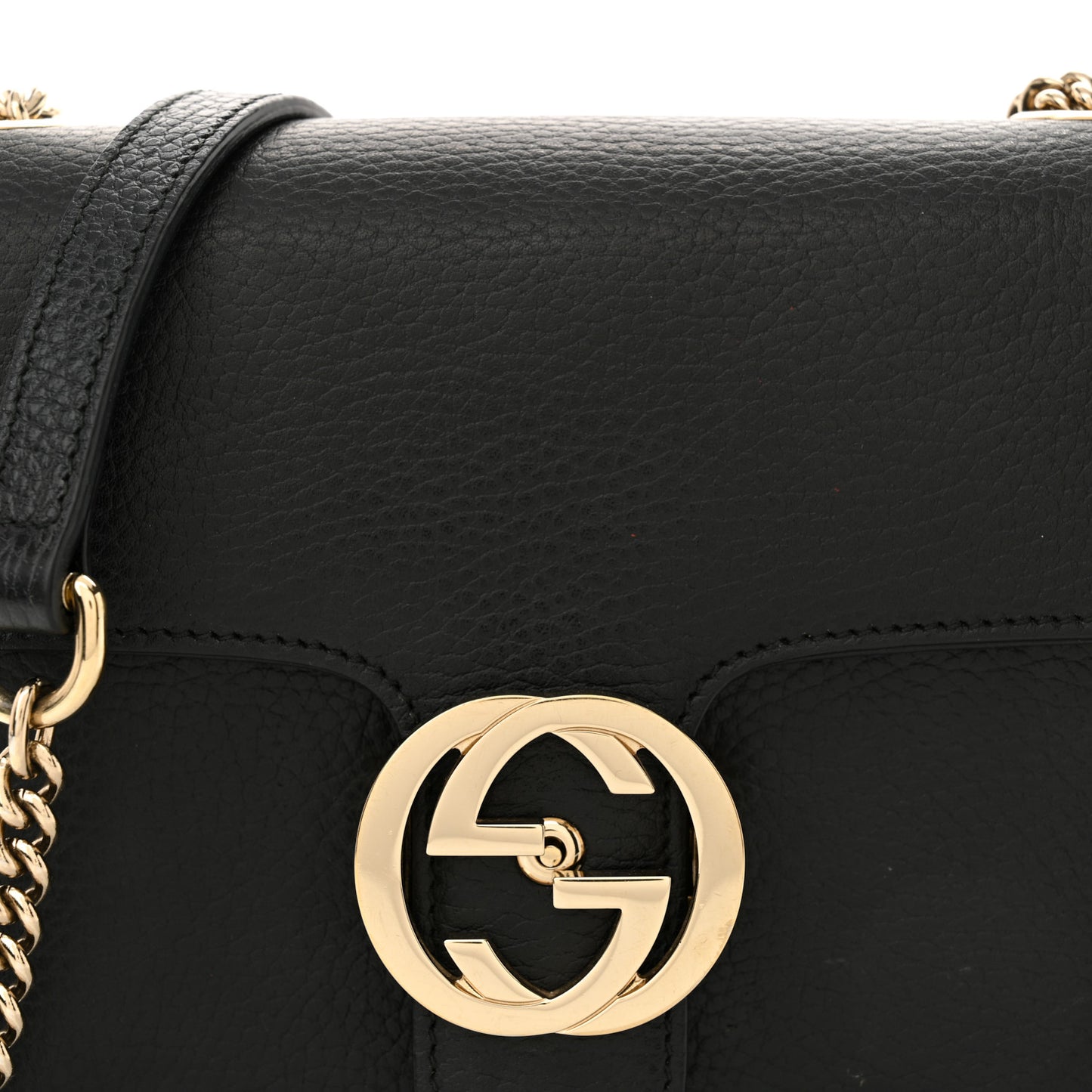 Dollar Calfskin Small Interlocking G Shoulder Bag Black