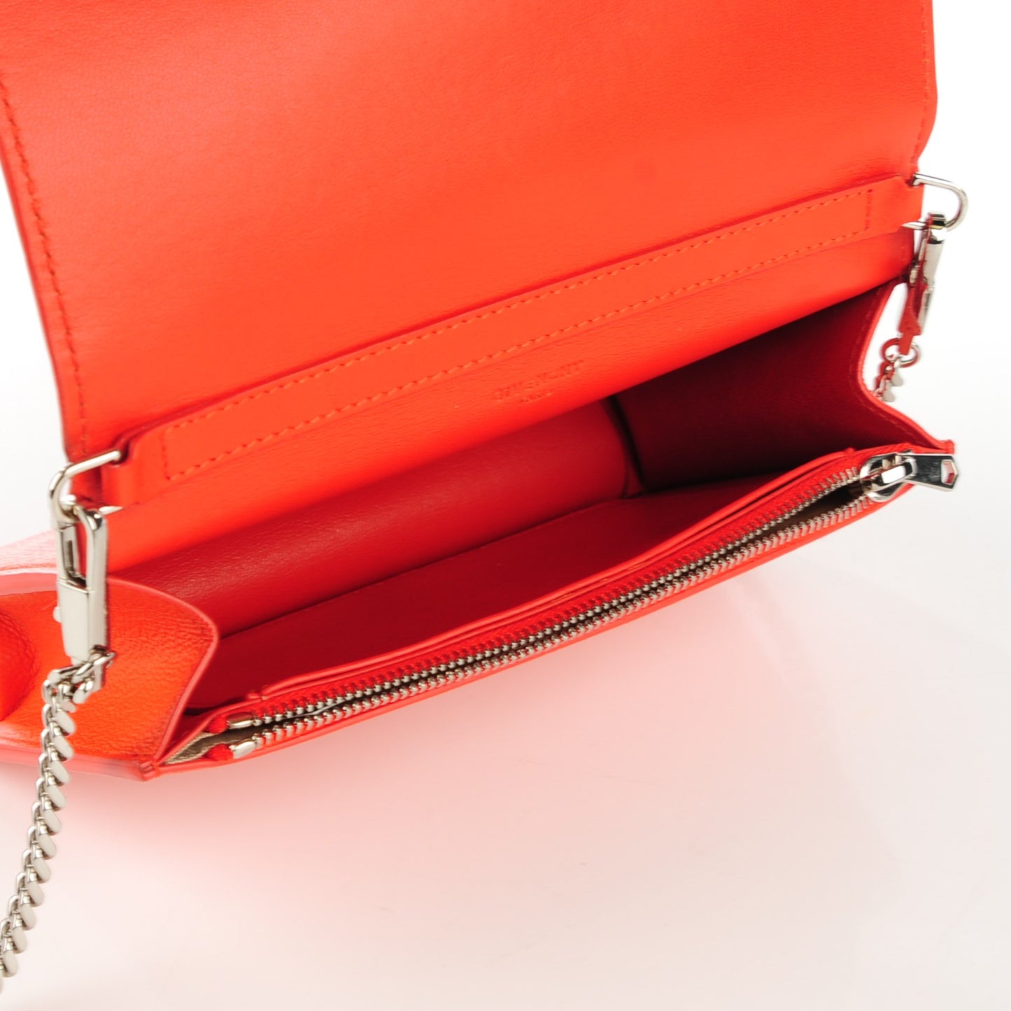 Sugar Goatskin Pandora Chain Wallet Bright Orange