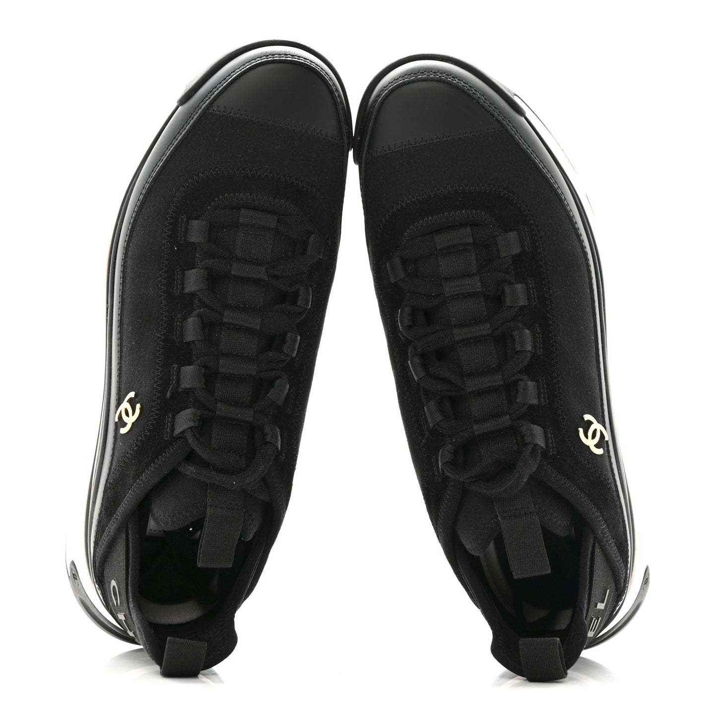 Velvet Calfskin Mixed Fibers CC Sneakers 39.5 Black