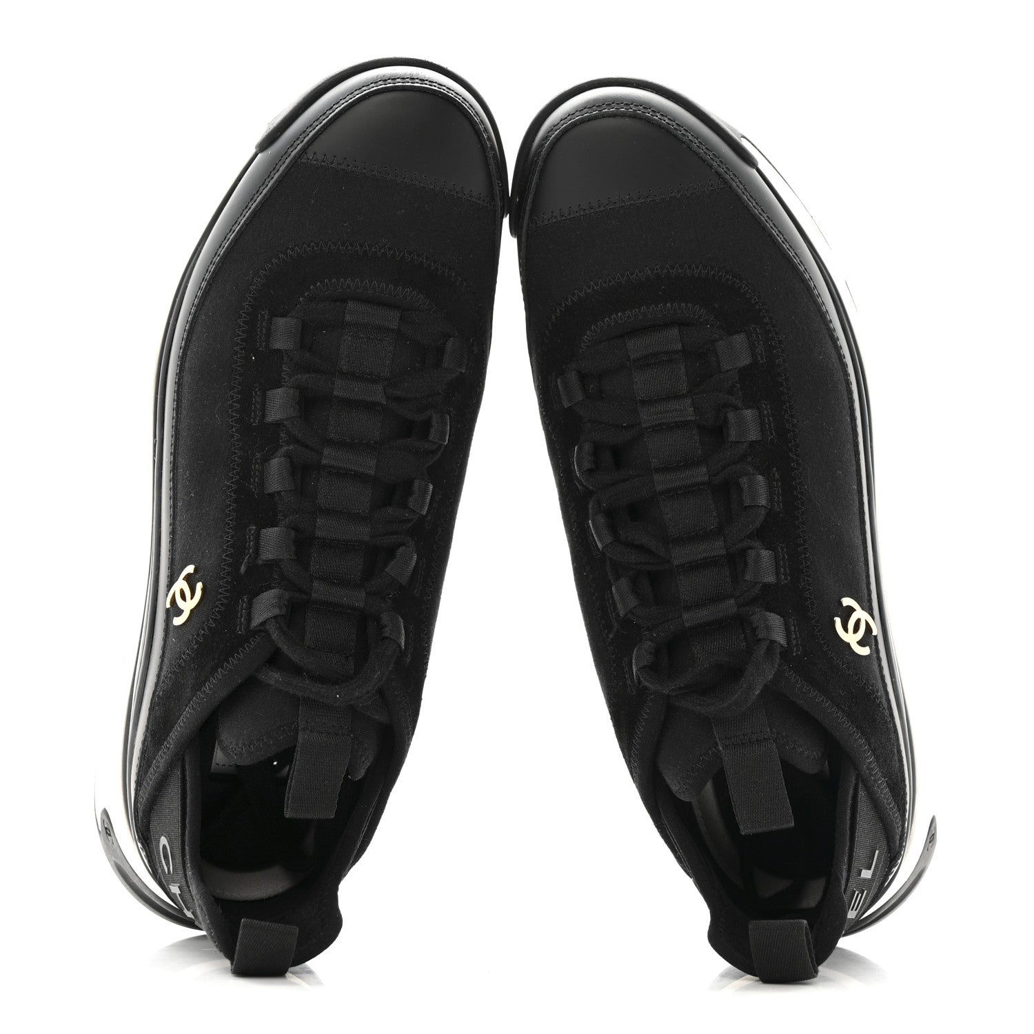 Chanel Velvet Calfskin Mixed Fibers CC Sneakers 39.5 Black 2 of 10