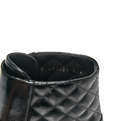 Chanel Shiny Calfskin Quilted Lace Up Combat Boots 36.5 Black 6 of 6