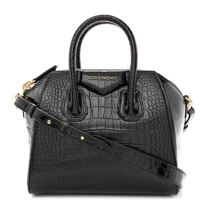 Givenchy Calfskin Crocodile Embossed Mini Antigona Black 1 of 12
