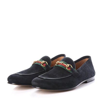 Gucci Suede Web Mens Horsebit Loafers 8 Black 2 of 11