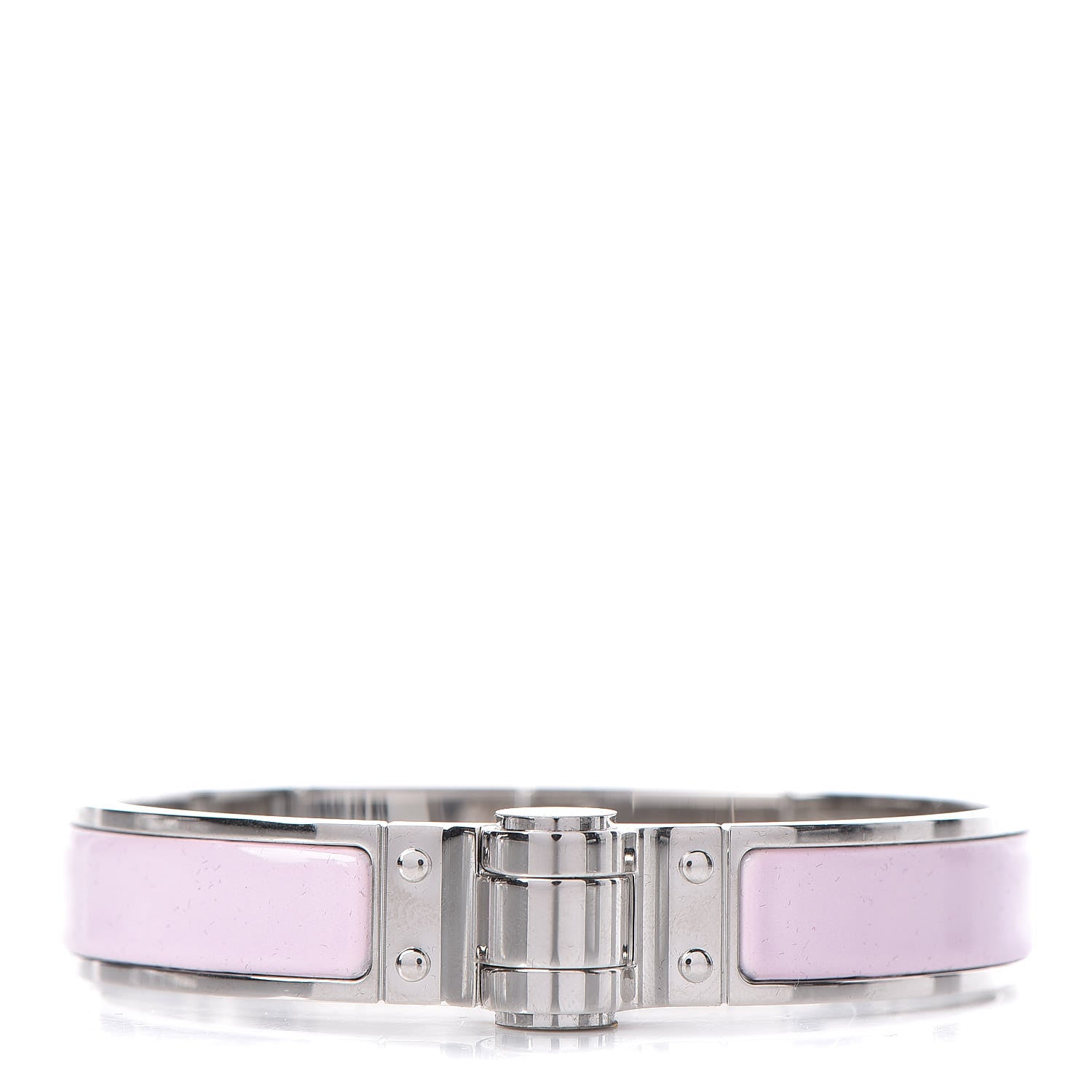 Hermes Enamel Charniere Uni Narrow Hinged Bracelet M Rose Dragee 1 of 4