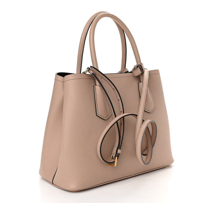 Prada Saffiano Cuir Small Double Bag Cammeo Black 2 of 8