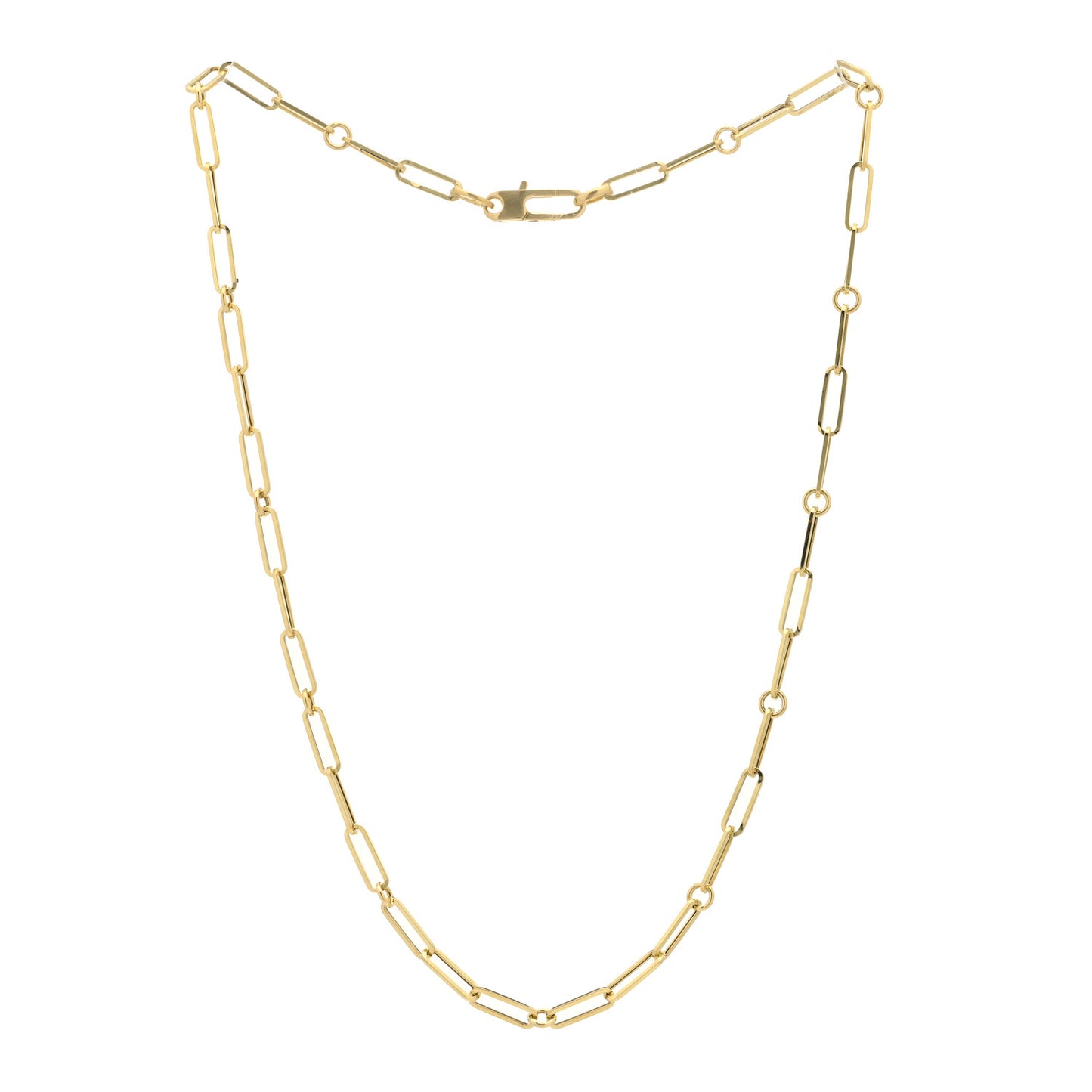 18K Yellow Gold Paper Clip Link Necklace