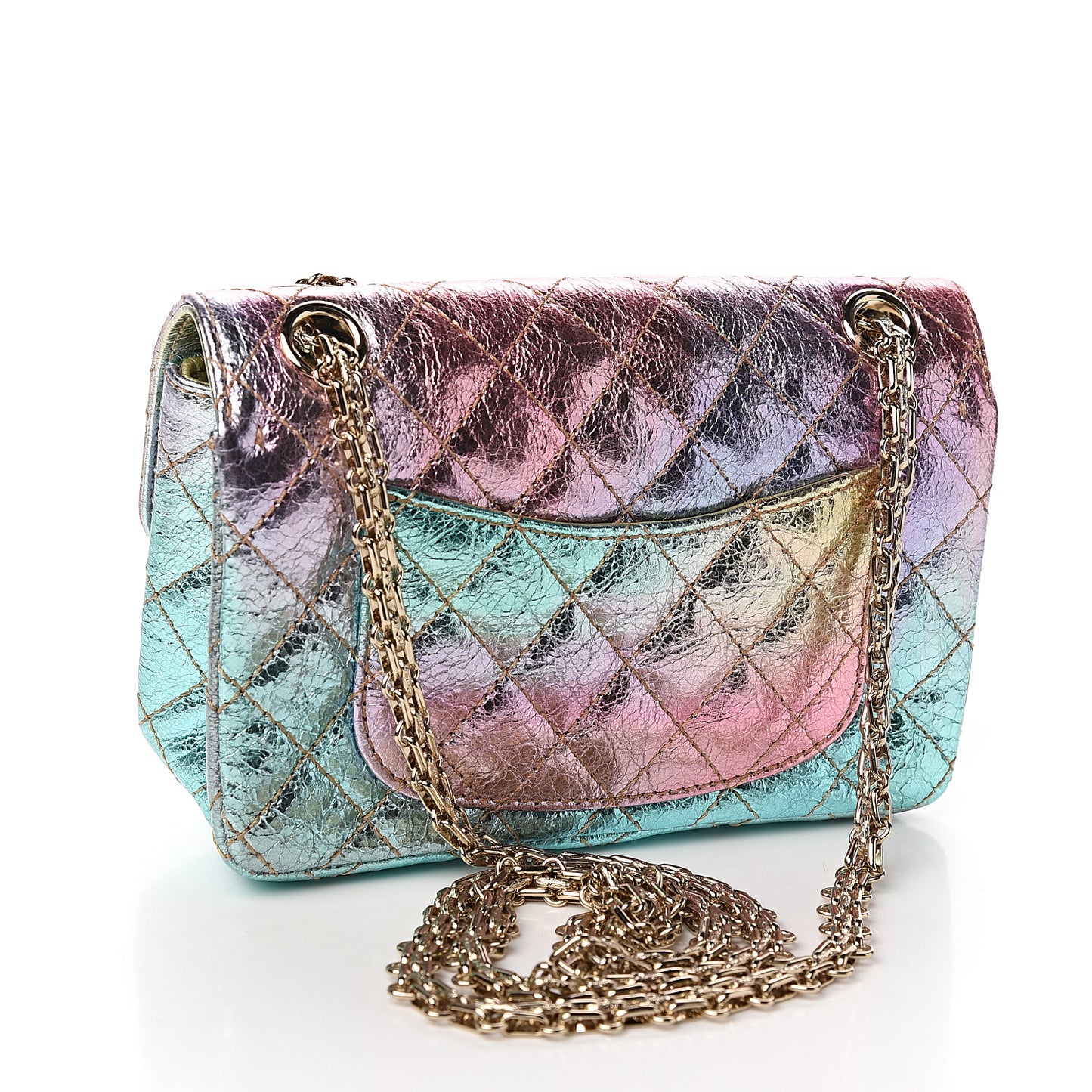 Metallic Goatskin Quilted Mini 2.55 Reissue Flap Multicolor